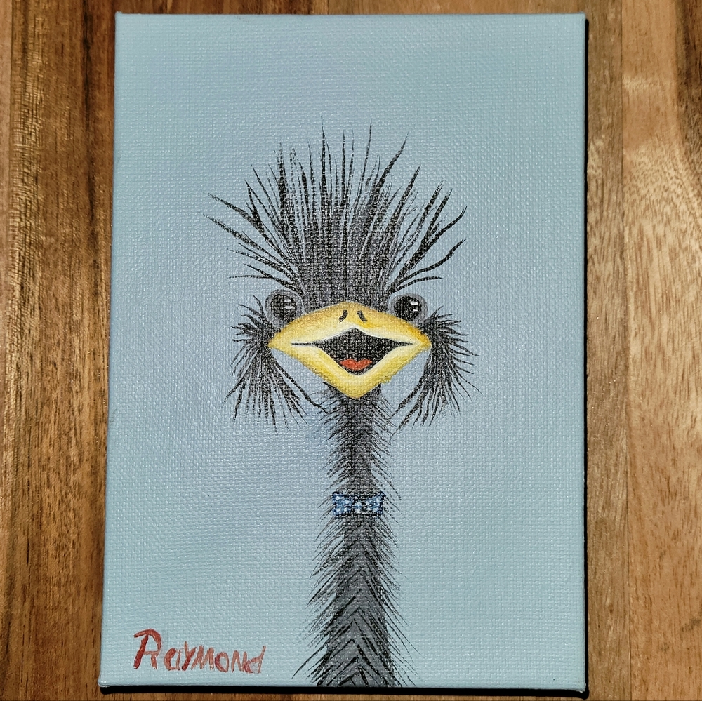 Hand painted Emu on canvas
